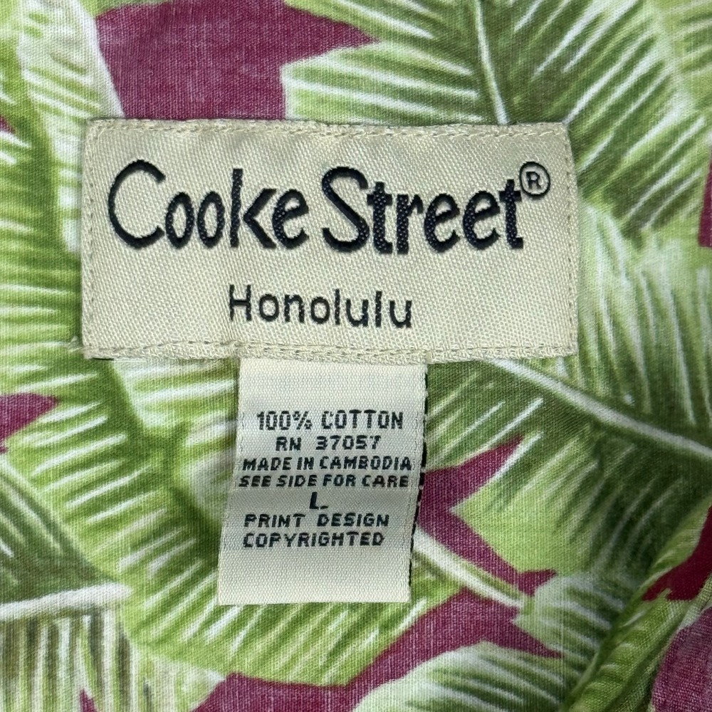 Lot of 2 Cooke Street Men's Large Blue Green Cotton Short Sleeve Hawaiian Shirts - Picture 8 of 12